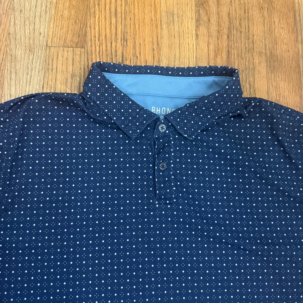 Rhone Mens Blue Dot Short Sleeve Polo Shirt Size XXL Golf Athletic